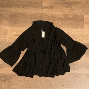 Lane Bryant black ruffle sleeve cardigan, 14 / 16, NWT!